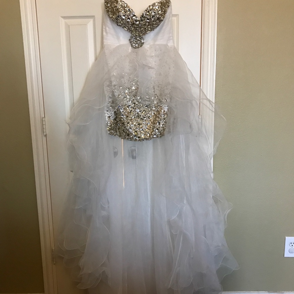 White formal dress.